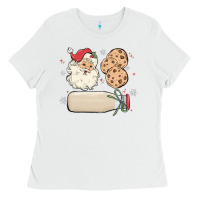 White custom milk and cookies with santa Ladies Tee - MaliasSmallBusiness