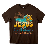 Chocolate Brown jesus it s not religion it s a relationship Heavy Core Tee - texasbilliewilder