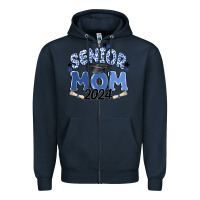 Navy senior mom 2024 Zipper Hoodie - MaliasSmallBusiness