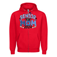 Red senior mom 2024 Zipper Hoodie - MaliasSmallBusiness