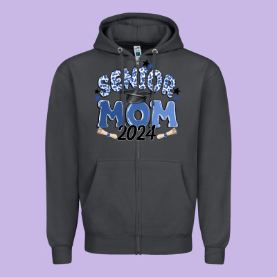 Senior Mom 2024 Zipper Hoodie Designed By Maliassmallbusiness