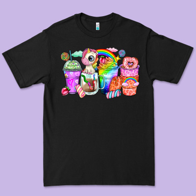 Unicorn Coffee Cups Premium Tee Designed By Zillion Design Studio