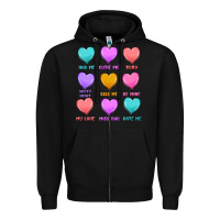 Black valentine's day candy hearts Zipper Hoodie - MaliasSmallBusiness