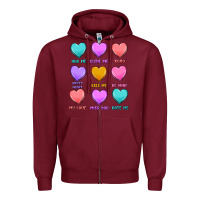 Burgundy valentine's day candy hearts Zipper Hoodie - MaliasSmallBusiness