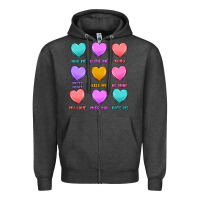 Charcoal Heather valentine's day candy hearts Zipper Hoodie - MaliasSmallBusiness