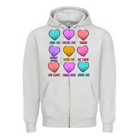 Dove Grey valentine's day candy hearts Zipper Hoodie - MaliasSmallBusiness