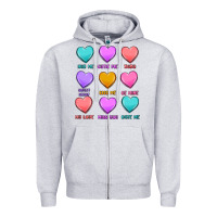 Heather Grey valentine's day candy hearts Zipper Hoodie - MaliasSmallBusiness