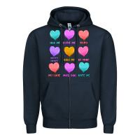Navy valentine's day candy hearts Zipper Hoodie - MaliasSmallBusiness