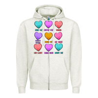 Oatmeal Heather valentine's day candy hearts Zipper Hoodie - MaliasSmallBusiness