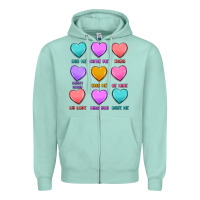 Seafoam valentine's day candy hearts Zipper Hoodie - MaliasSmallBusiness