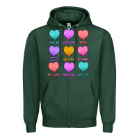Sports Green valentine's day candy hearts Zipper Hoodie - MaliasSmallBusiness