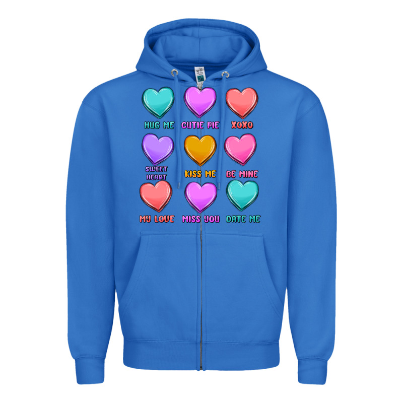 Valentine's Day Candy Hearts Zipper Hoodie by MaliasSmallBusiness | Teevron