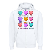 White valentine's day candy hearts Zipper Hoodie - MaliasSmallBusiness