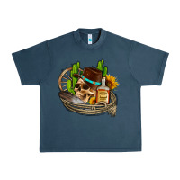 Midnight Navy cowboy cactus  sunflowers whiskey Urban Heavy Tee - AdoDesignShop