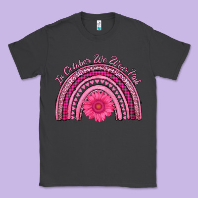 In October We Wear Pink Rainbow Classic Tee Designed By Adodesignshop