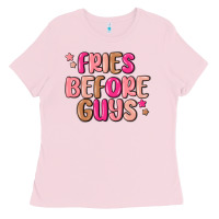 Bubblegum Pink fries before guys Ladies Tee - MaliasSmallBusiness