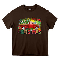 Chocolate Brown merry christmas truck Heavy Core Tee - Zillion Design Studio