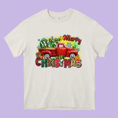 Merry Christmas Truck Heavy Core Tee Designed By Zillion Design Studio
