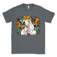Charcoal Heather goat family with sunflowers western serape turquoise background Classic Tee - Artiststas