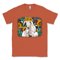 Copper goat family with sunflowers western serape turquoise background Classic Tee - Artiststas
