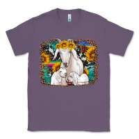 Lavender goat family with sunflowers western serape turquoise background Classic Tee - Artiststas
