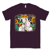 Plum goat family with sunflowers western serape turquoise background Classic Tee - Artiststas