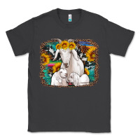 Smoke goat family with sunflowers western serape turquoise background Classic Tee - Artiststas