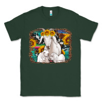 Sports Green goat family with sunflowers western serape turquoise background Classic Tee - Artiststas