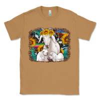 Toasted Coconut goat family with sunflowers western serape turquoise background Classic Tee - Artiststas