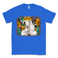 True Royal goat family with sunflowers western serape turquoise background Classic Tee - Artiststas