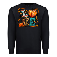Black Fall Autumn Leopard Love Pumpkin Premium Sweatshirt - LillyAllenDesigns