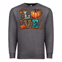 Charcoal Heather Fall Autumn Leopard Love Pumpkin Premium Sweatshirt - LillyAllenDesigns