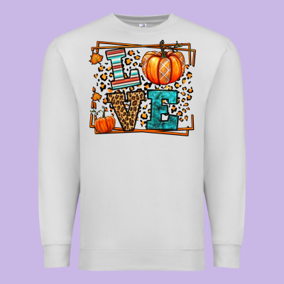 Fall Autumn Leopard Love Pumpkin Premium Sweatshirt Designed By Lillyallendesigns