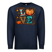 Navy Fall Autumn Leopard Love Pumpkin Premium Sweatshirt - LillyAllenDesigns