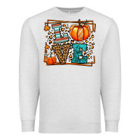 Oatmeal Heather Fall Autumn Leopard Love Pumpkin Premium Sweatshirt - LillyAllenDesigns