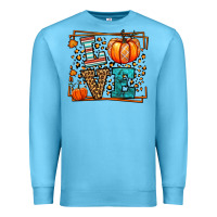 Ocean Blue Fall Autumn Leopard Love Pumpkin Premium Sweatshirt - LillyAllenDesigns