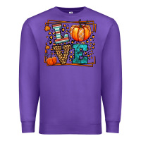 Purple Fall Autumn Leopard Love Pumpkin Premium Sweatshirt - LillyAllenDesigns