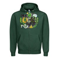 Sports Green one lucky nurse Zipper Hoodie - MaliasSmallBusiness