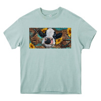Arona Baby cow with sunflower and leopard Heavy Core Tee - RanaPortraitStore