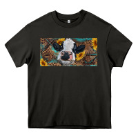Asphalt Baby cow with sunflower and leopard Heavy Core Tee - RanaPortraitStore
