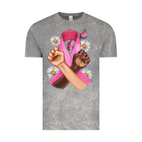 Cloud Rock Breast Cancer Fist Daisy Butterfly Vintage Tee - Artiststas