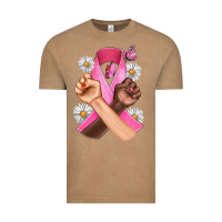 Vintage Coffee Breast Cancer Fist Daisy Butterfly Vintage Tee - Artiststas