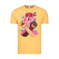 Vintage Mustard Breast Cancer Fist Daisy Butterfly Vintage Tee - Artiststas