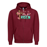 Burgundy he is risen Zipper Hoodie - MaliasSmallBusiness