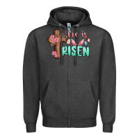Charcoal Heather he is risen Zipper Hoodie - MaliasSmallBusiness