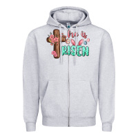 Heather Grey he is risen Zipper Hoodie - MaliasSmallBusiness