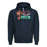 Navy he is risen Zipper Hoodie - MaliasSmallBusiness