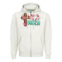 Oatmeal Heather he is risen Zipper Hoodie - MaliasSmallBusiness