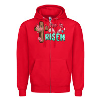 Red he is risen Zipper Hoodie - MaliasSmallBusiness