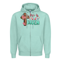 Seafoam he is risen Zipper Hoodie - MaliasSmallBusiness